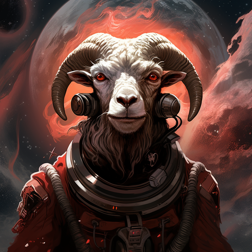 Fierce space goat in action