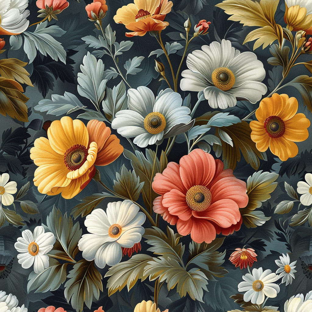 Bloomed Flowers on Dark Gray Background