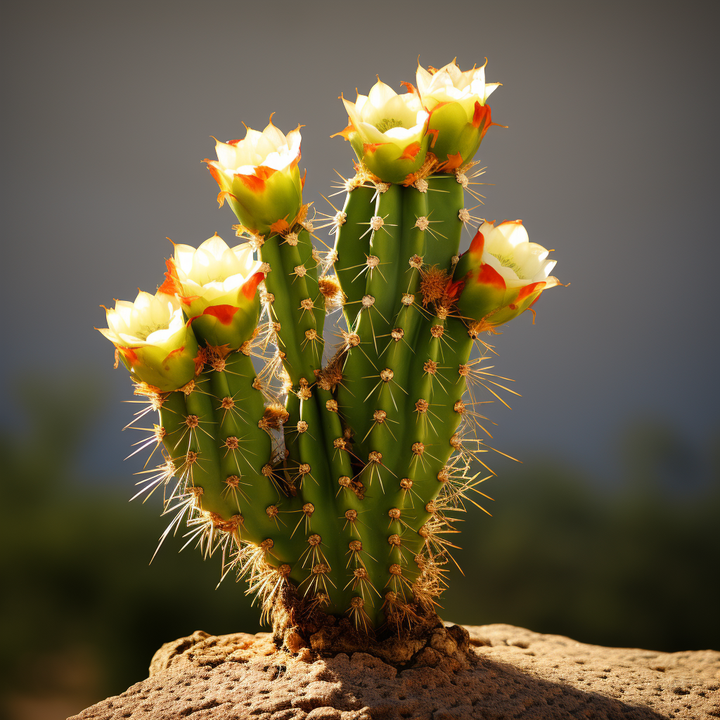 Cactus with Blooming Flowers