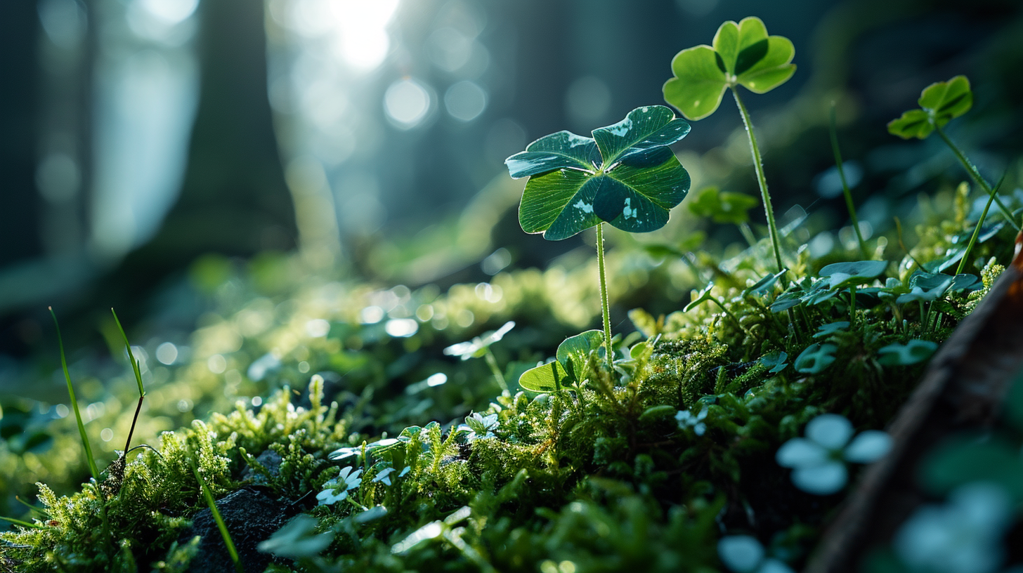 Blooming green clover with beautiful posture