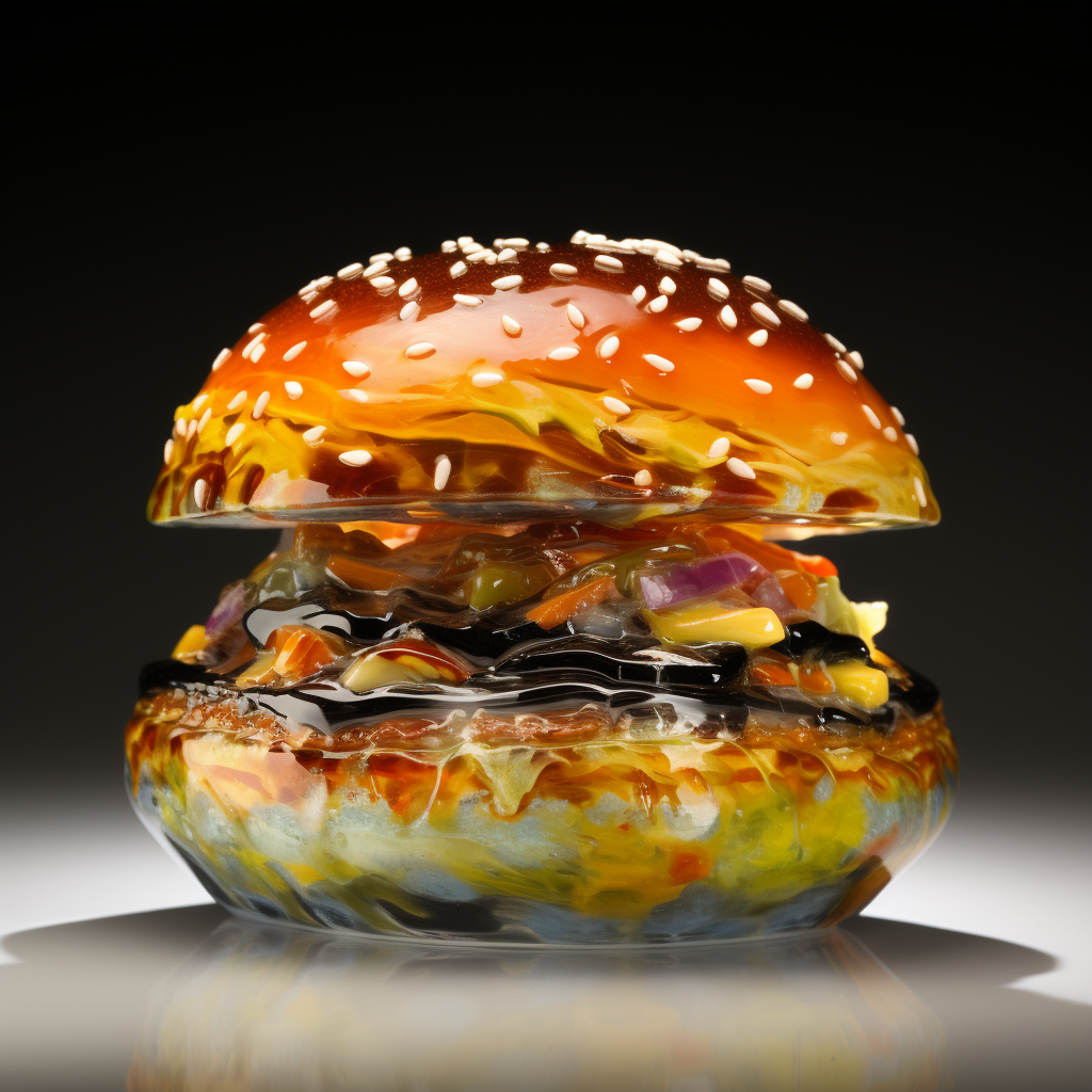 Vibrant blown glass hamburger art