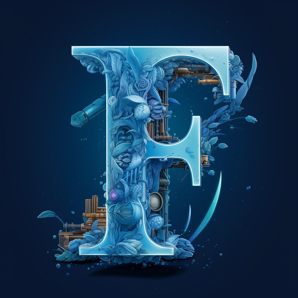 Blue Colored Letter F Illustration