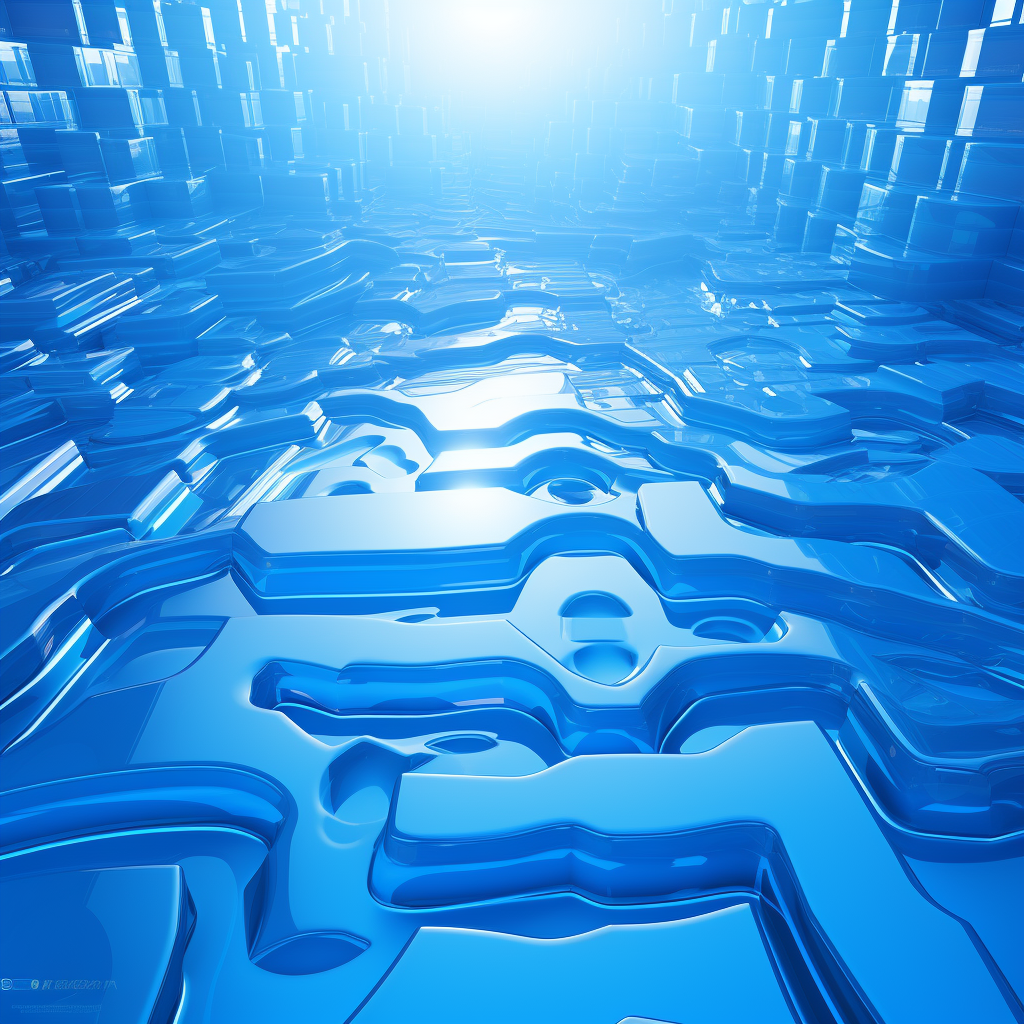 blue 3d synthetic water pattern shapes chrome