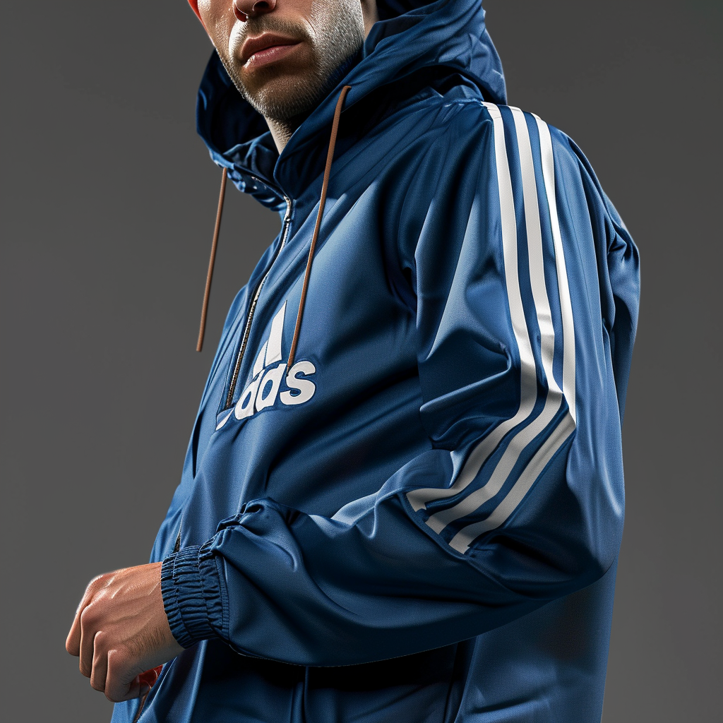 Stylish man in blue Adidas suit with U logo