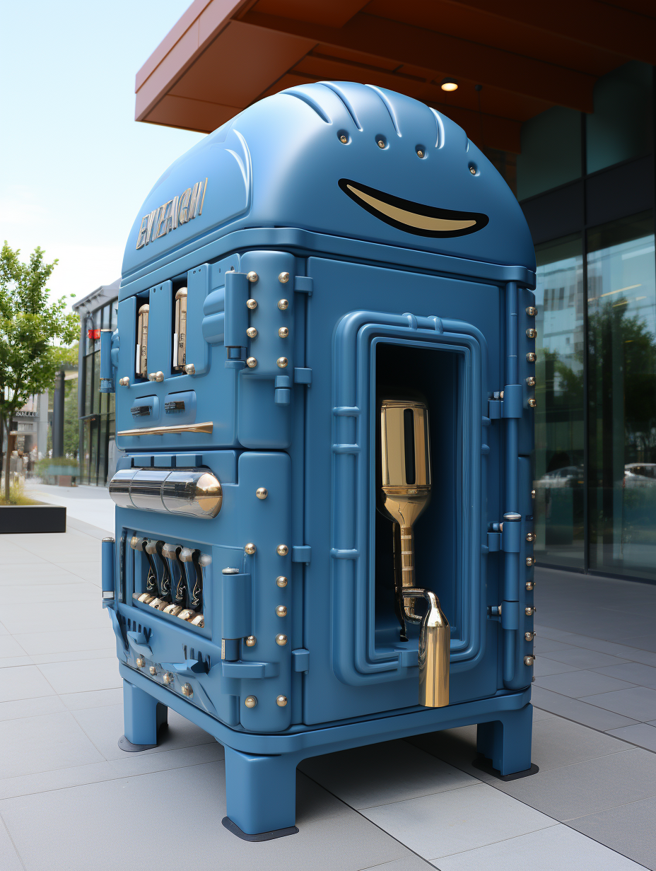 Blue Amazon Locker at Gas Station