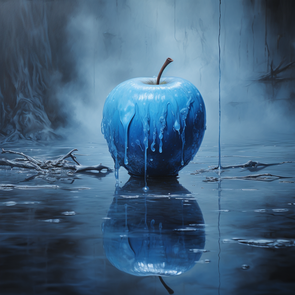 Blue Apple of Death Oil Art