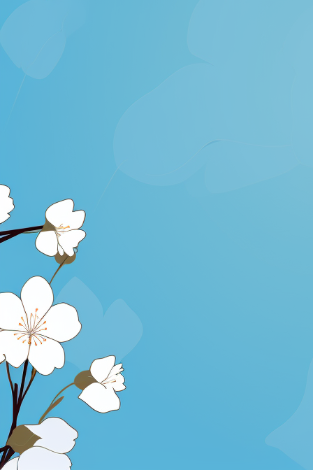 Two white flowers on a blue background