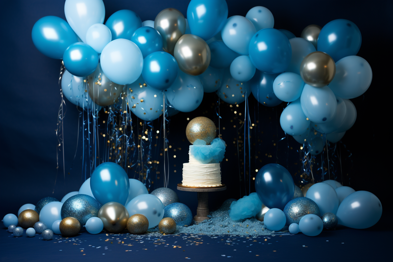 Blue balloon cake smash backdrop