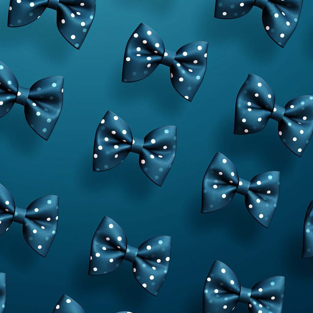 Cartoon Blue Bowtie Pattern on Navy Background