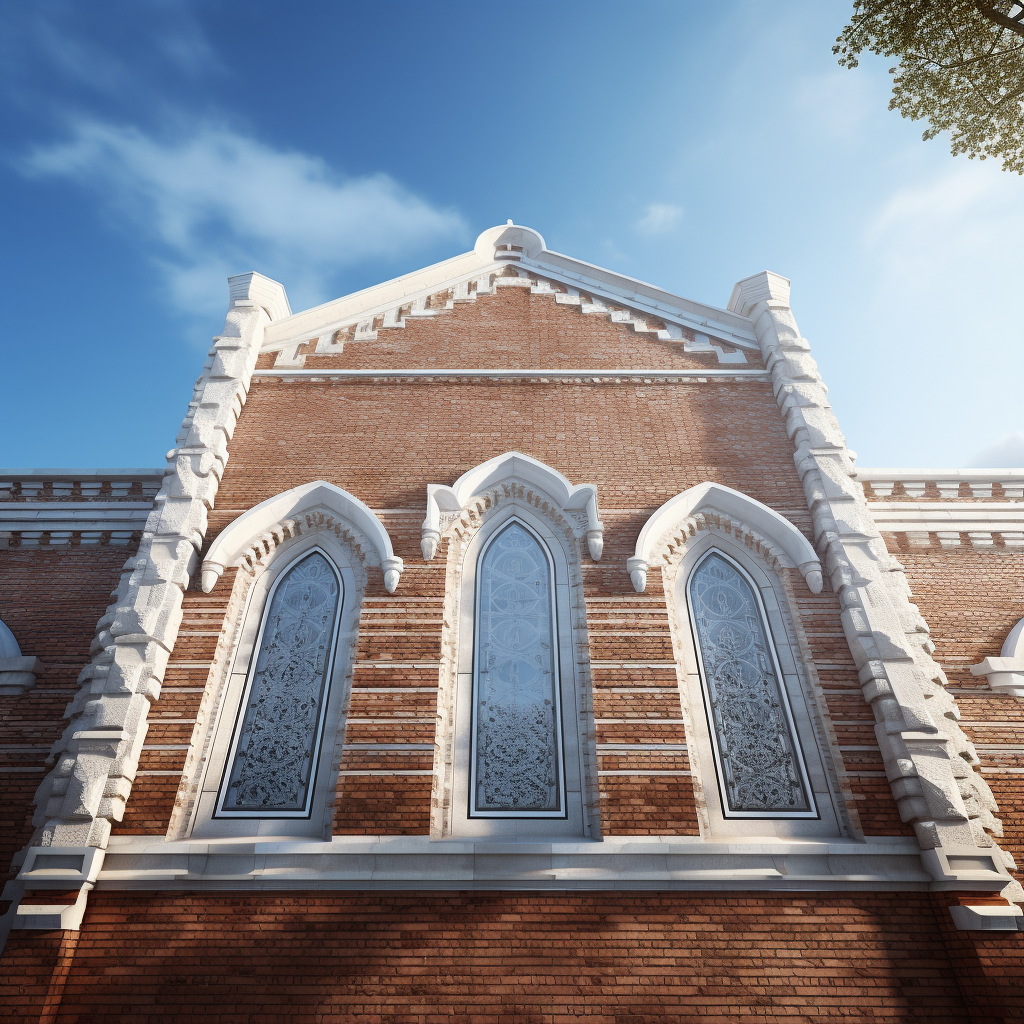 Blue brick wall synagogue photo