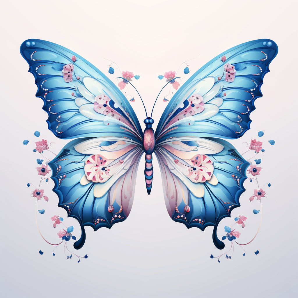 Stunning blue butterfly in vector illustration