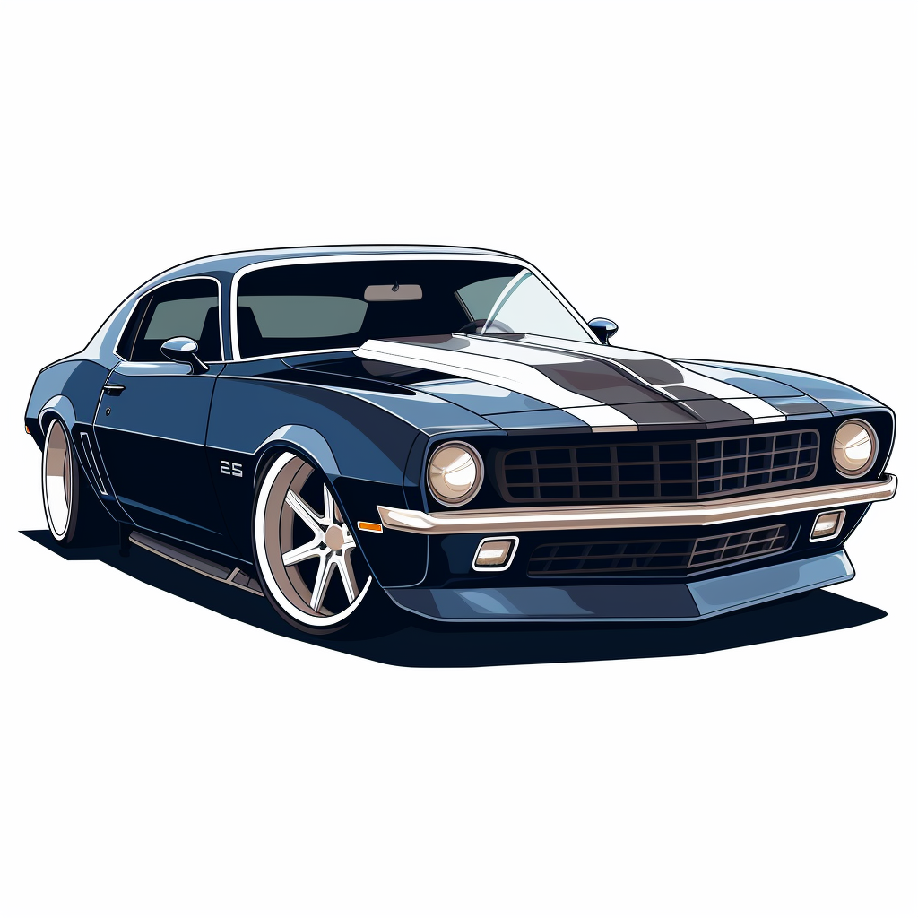 Dark Blue Camaro Z28 Cartoon Logo