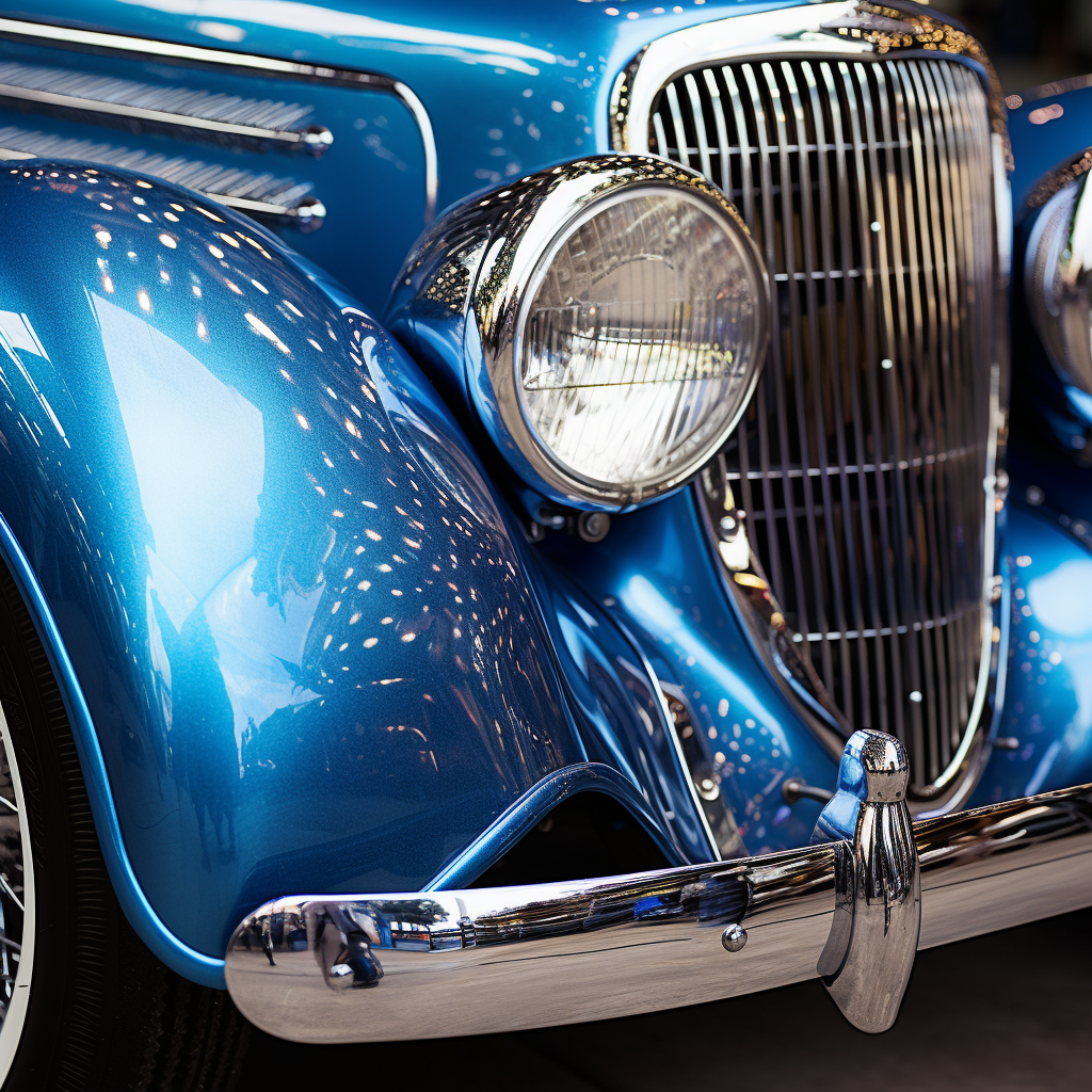 Shimmering blue car surface with sparkles