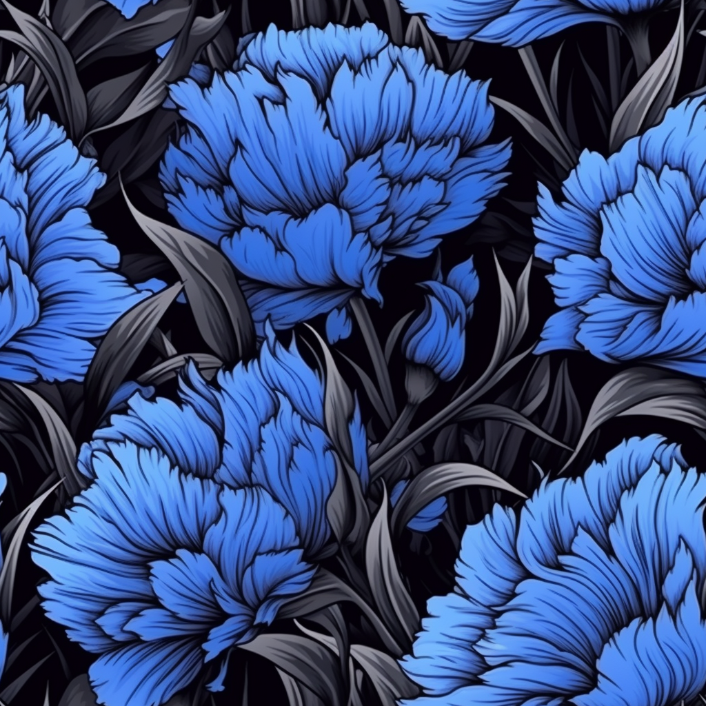 Blue chicory flowers and leaves seamless pattern