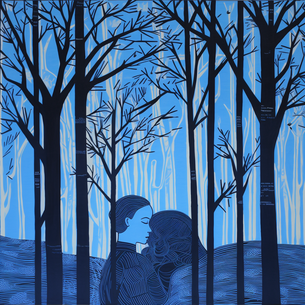 Couple in Blue Embrace