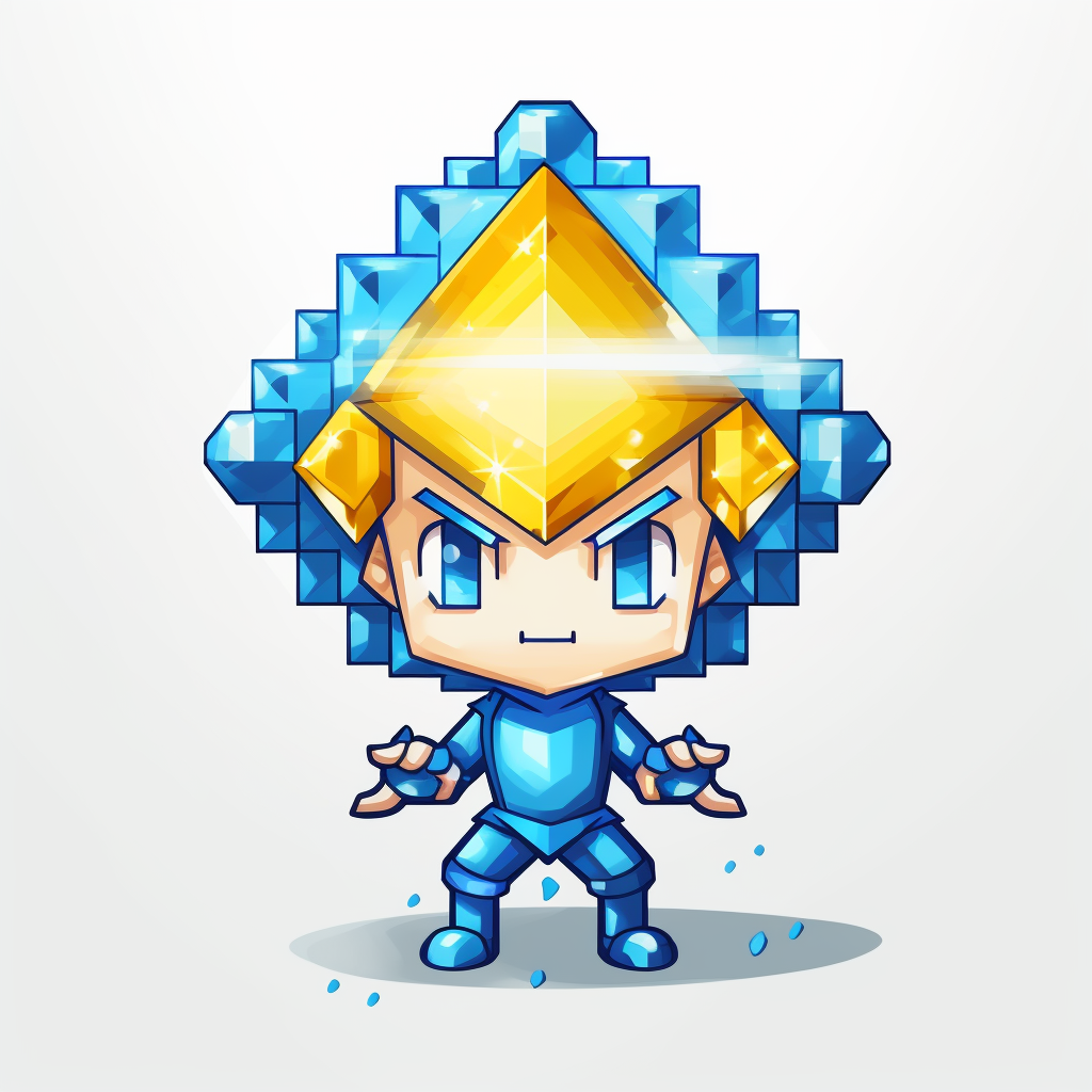 Blue crystal diamond emoji pixel art