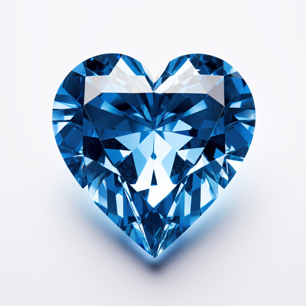 Blue diamond heart on white background