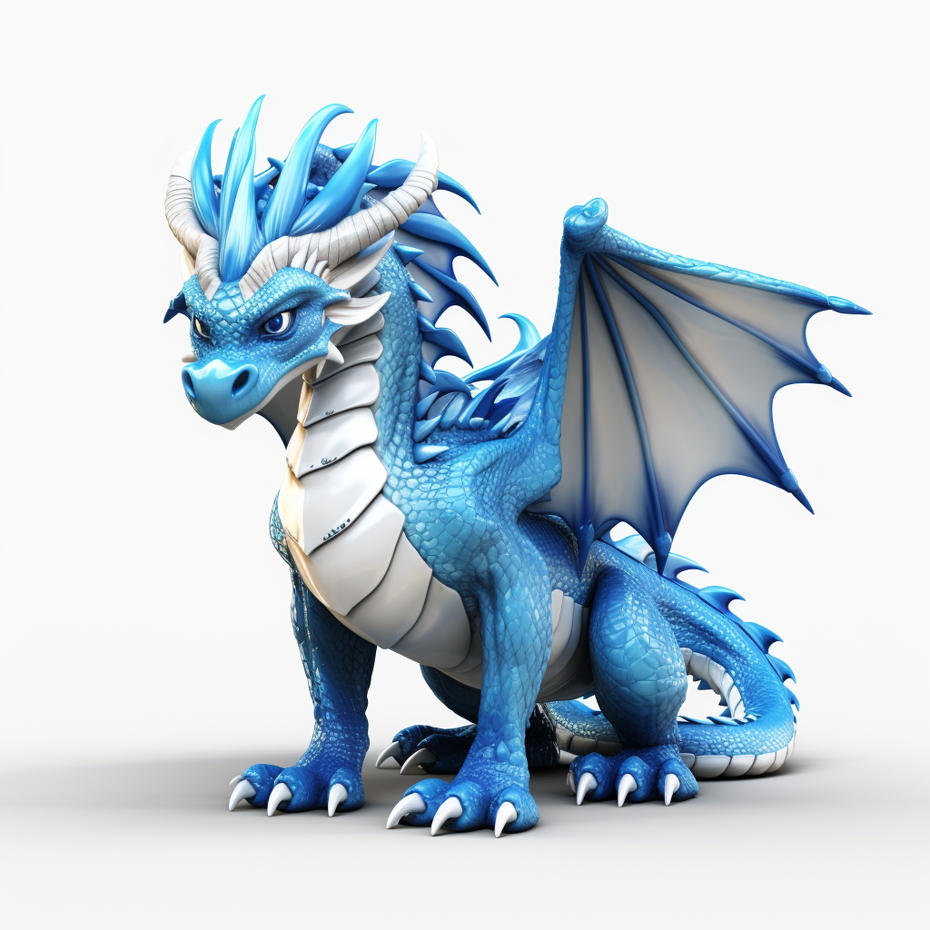 Blue Dragon with cool charisma on a Disney white background