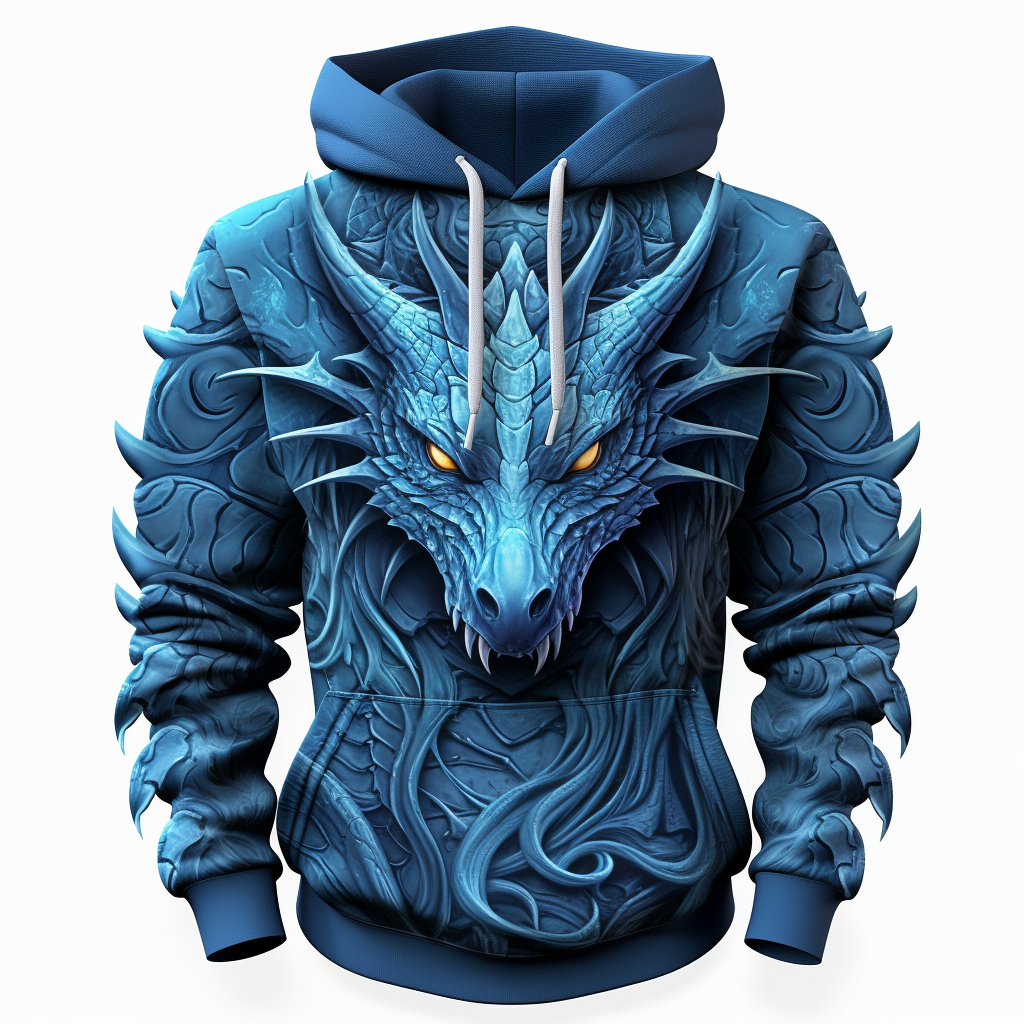 Blue Dragon Hoodie with Sophisticated Tail