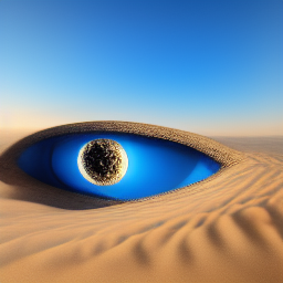 Blue eye in surreal desert