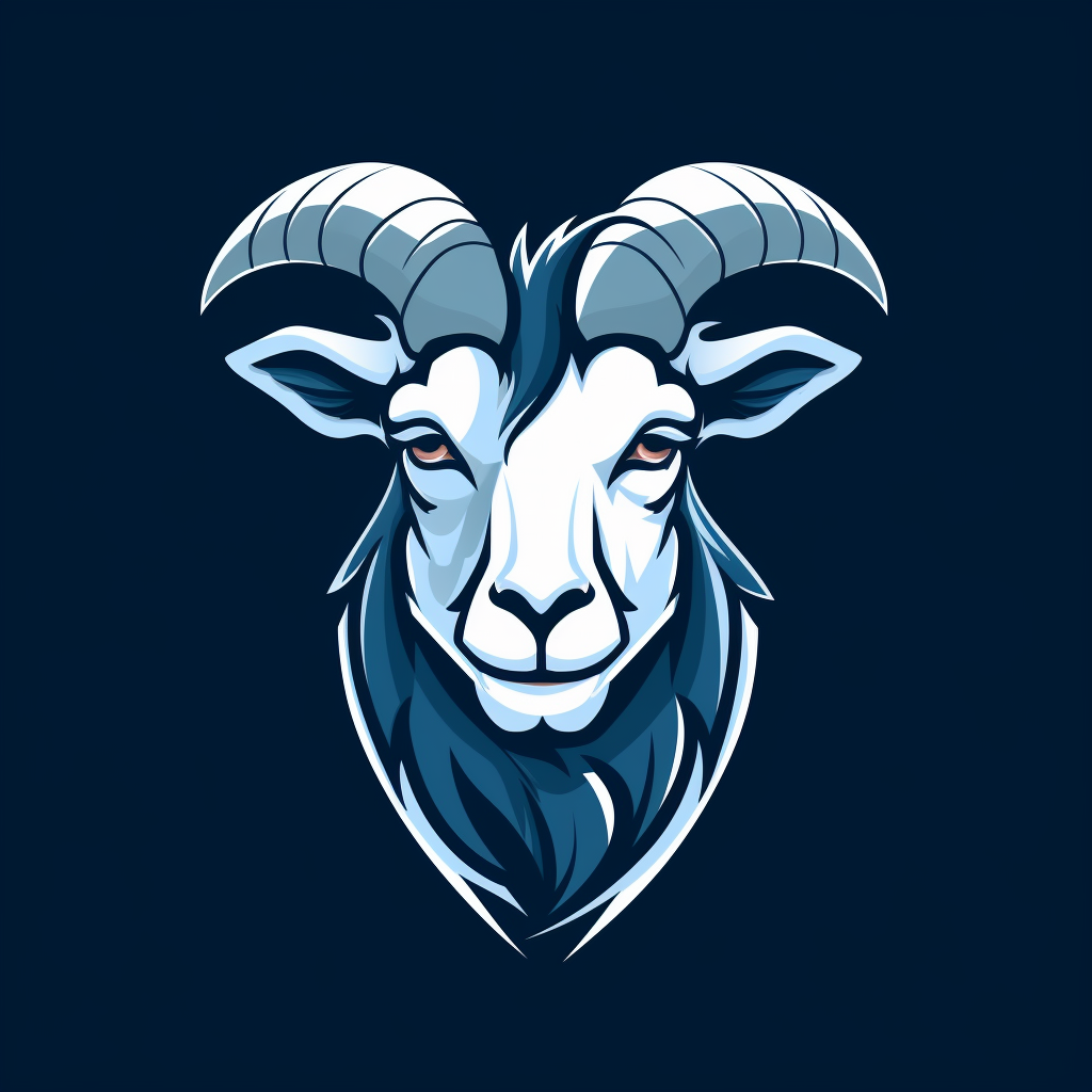 Unique blue-eyed goat logo design