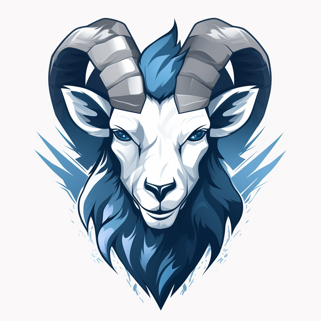 Logo of a blue-eyed goat