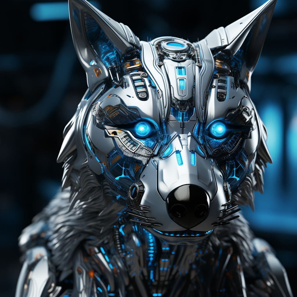 Blue-eyed Robotic Wolf Banner