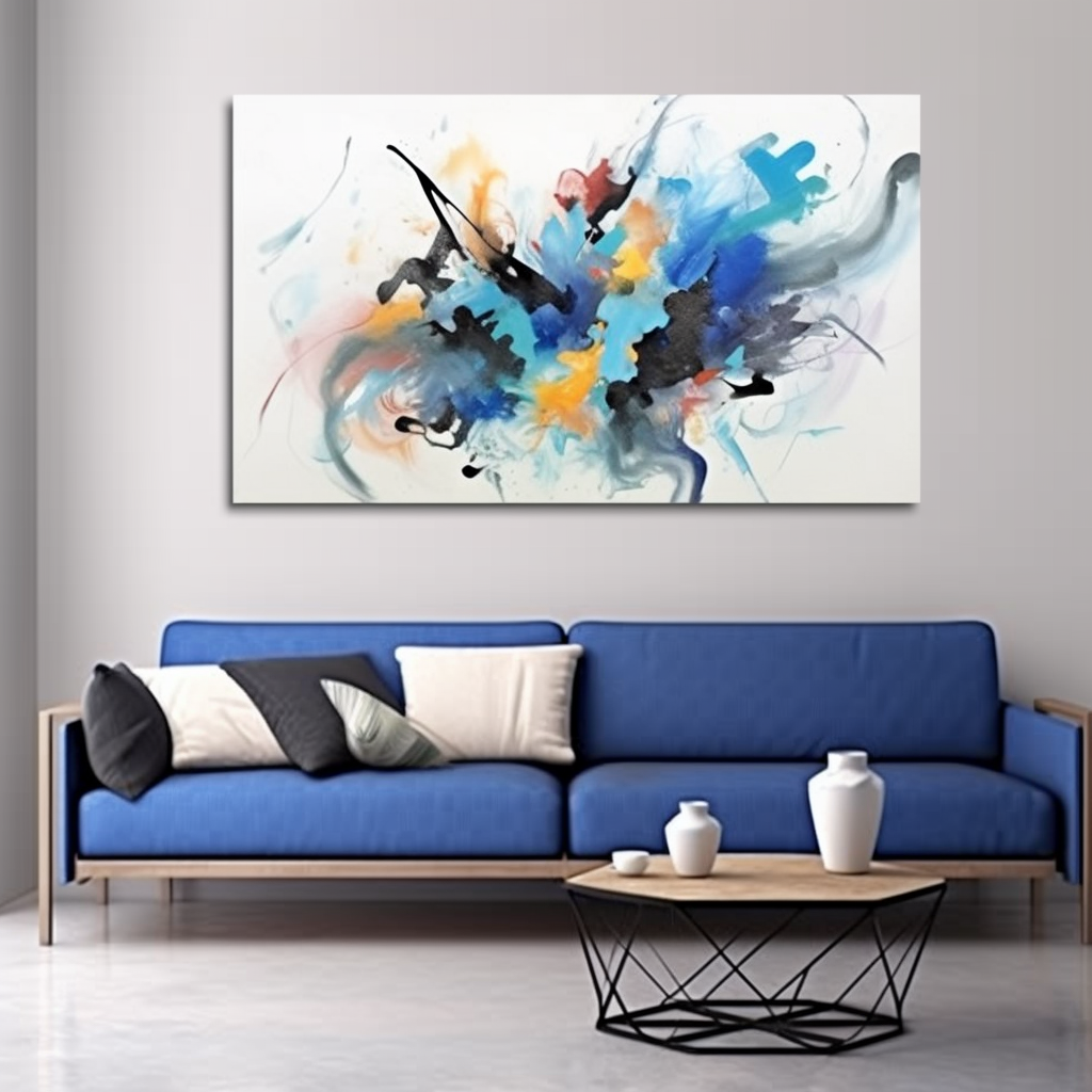 Abstract blue fantasy graffiti wall art