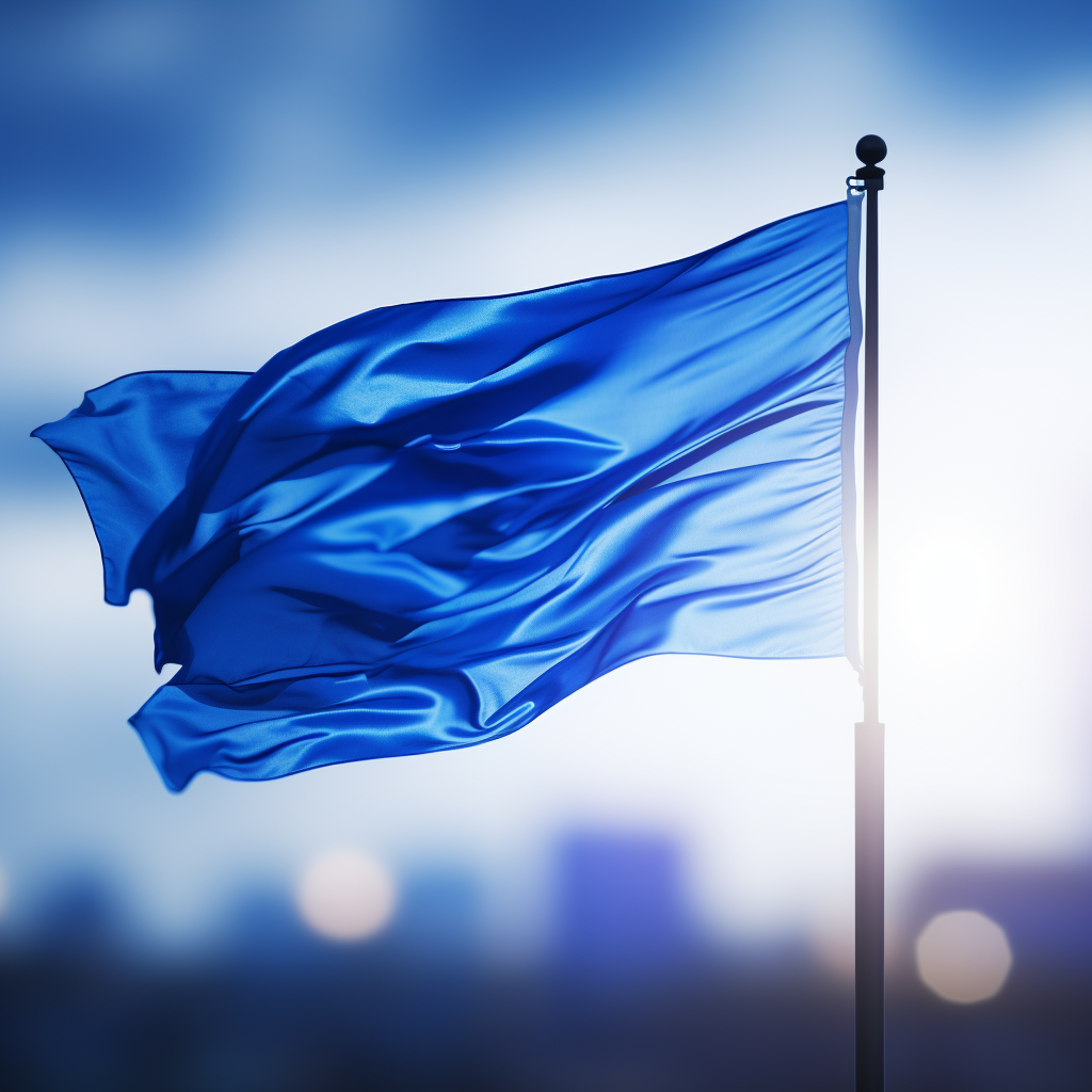 Beautiful waving blue flag image