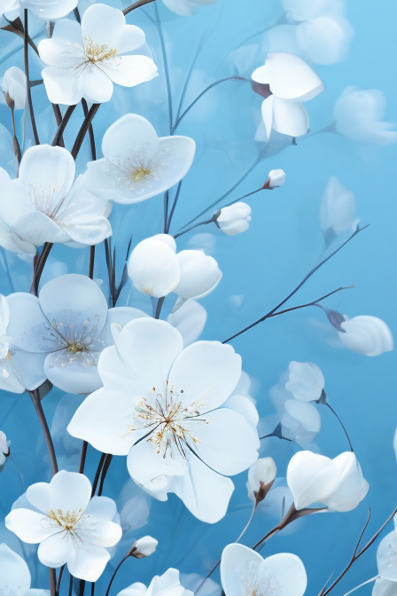 Delicate blue flower on minimalist background