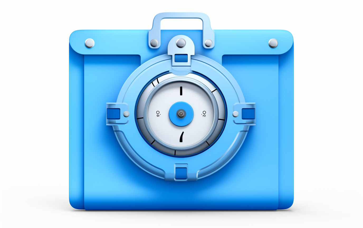 Blue folder icon with lock on white background