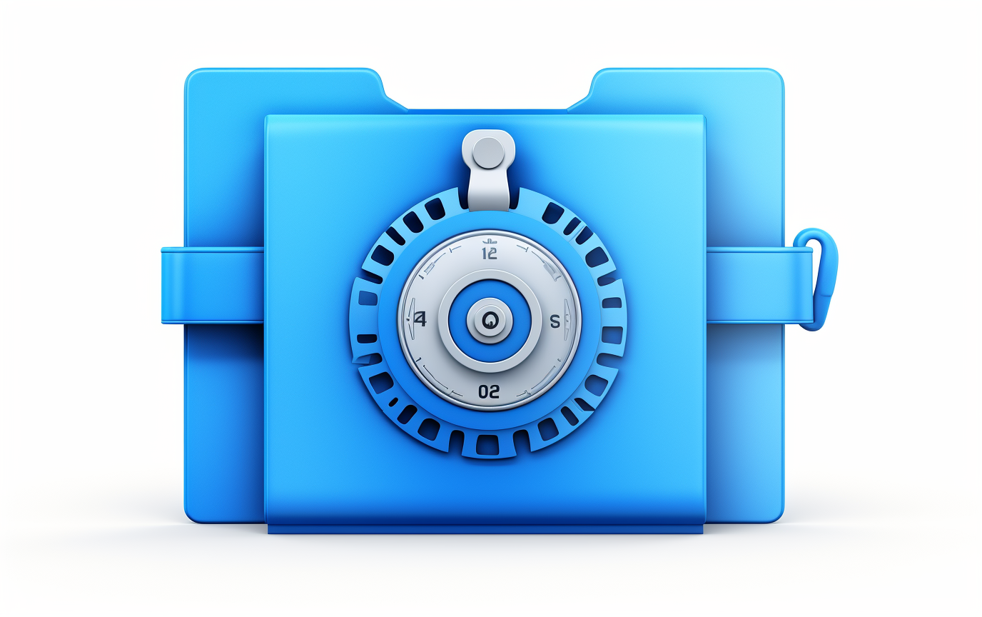 Blue folder icon with ? dial lock