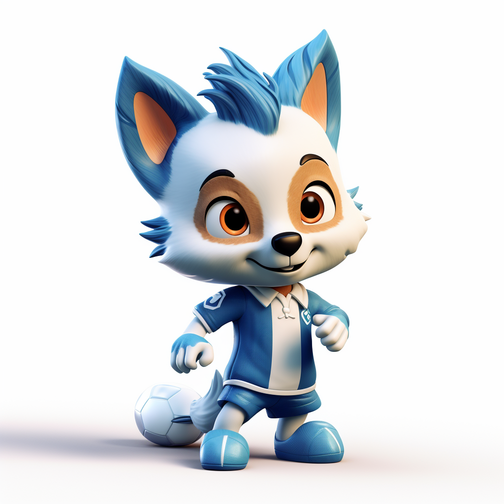 Blue Fox in Soccer Attire Smiling