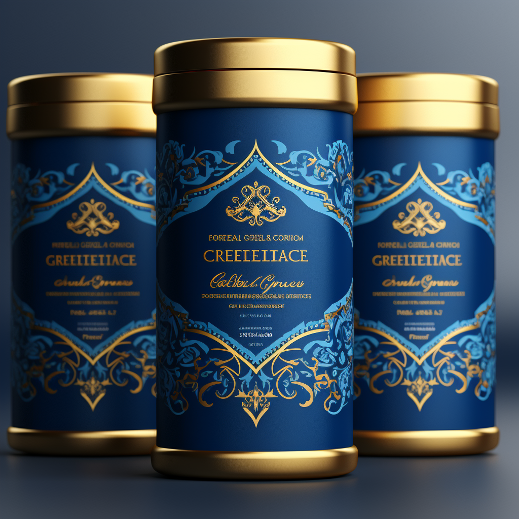 Stunning Blue and Gold Product Label