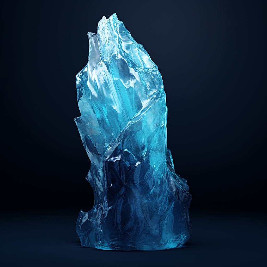 Realistic blue gradient ice texture on sculptural statue