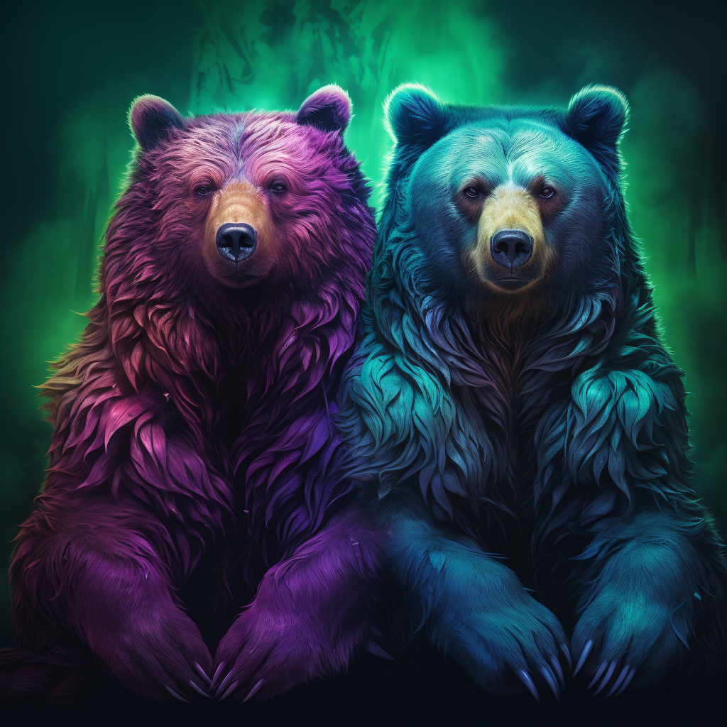 Two Grizzly Bears Sitting Together