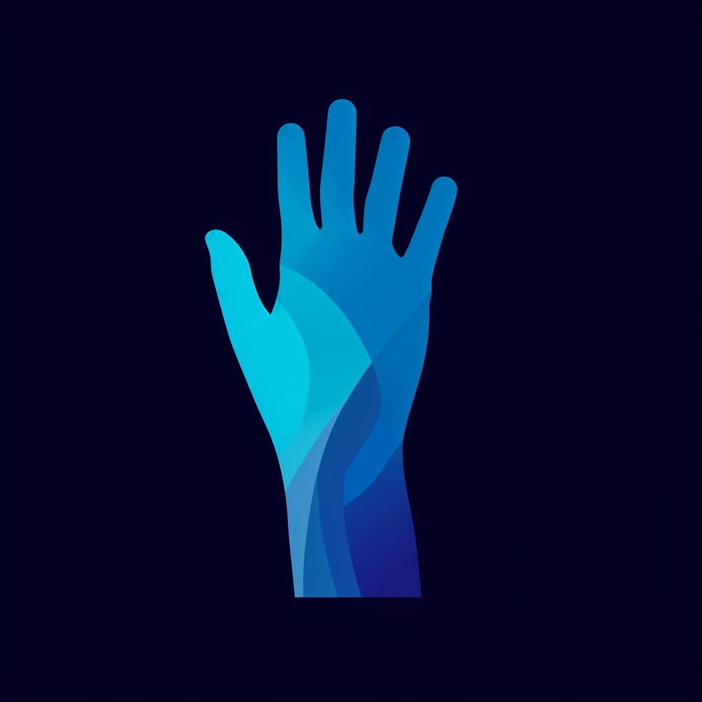 Blue Hand Minimalism Vector Logo