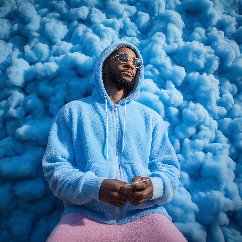 Stylish man in blue hoodie and sweatpants