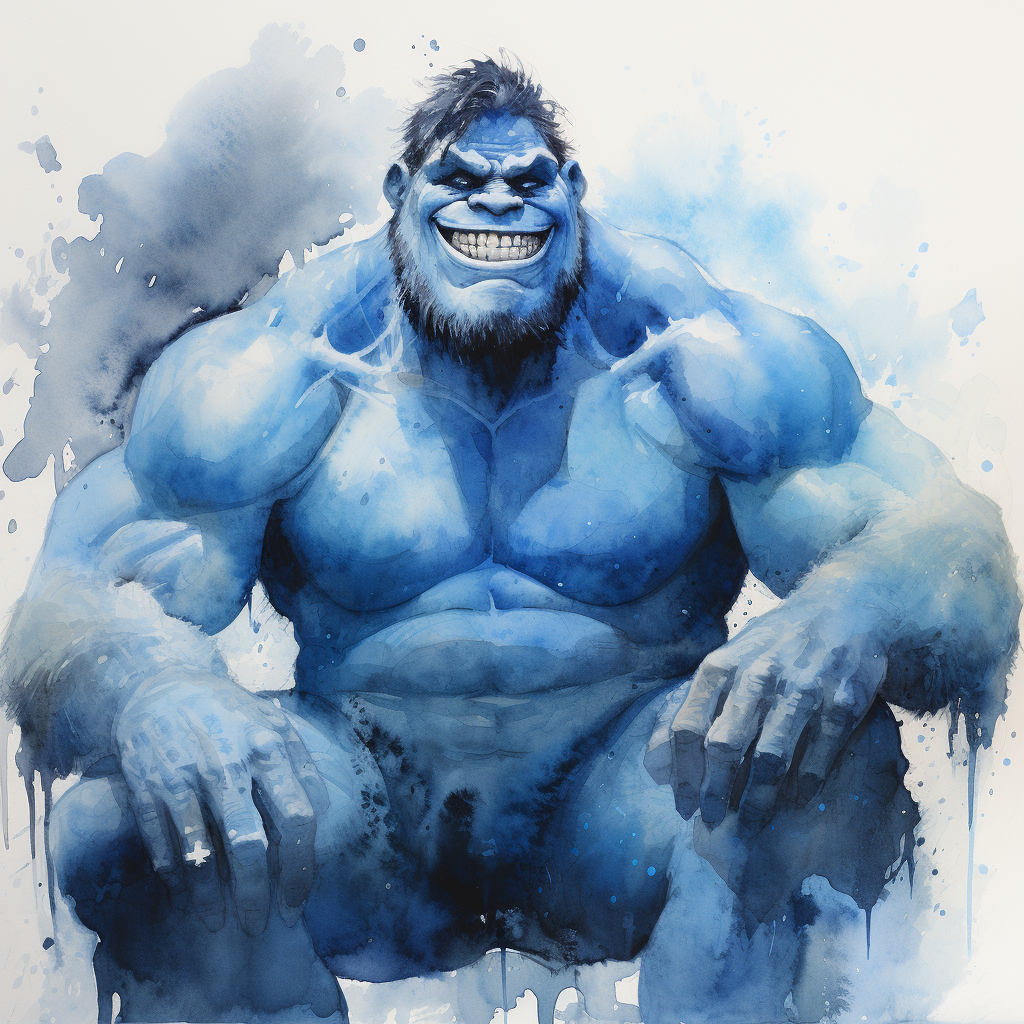 Cheerful blue hunky giant artwork