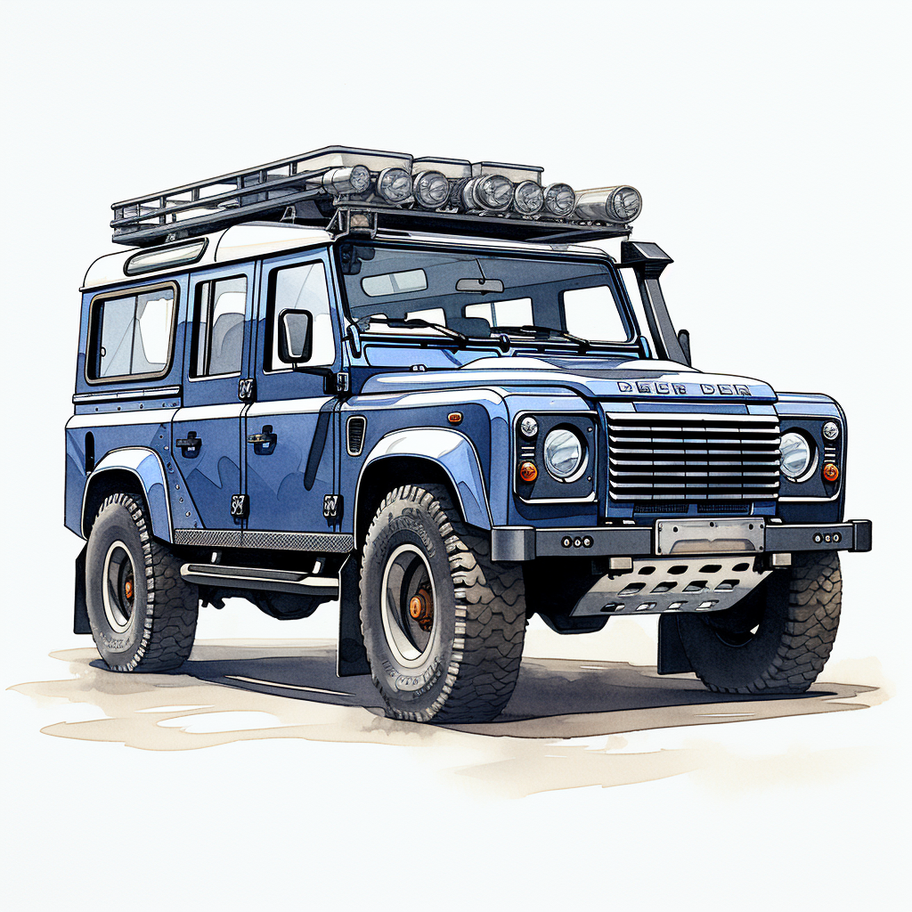 Dark blue Land Rover Defender 110