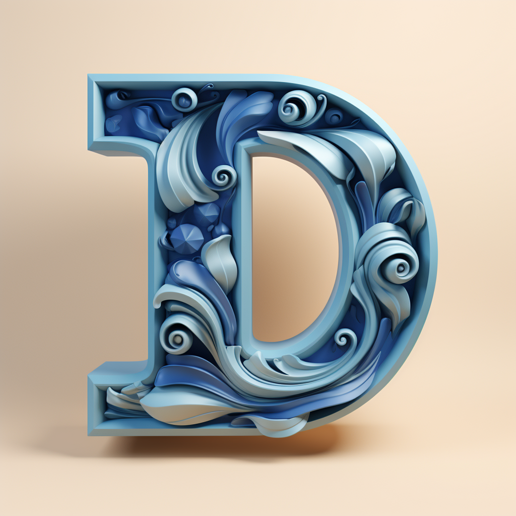 3D voluminous blue letter  D  logo