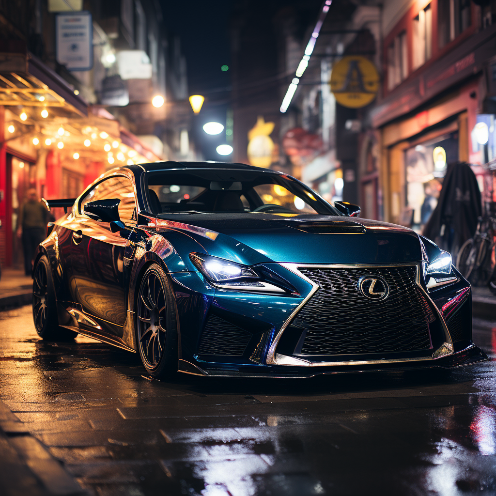 Blue Lexus Drifting on Busy Street