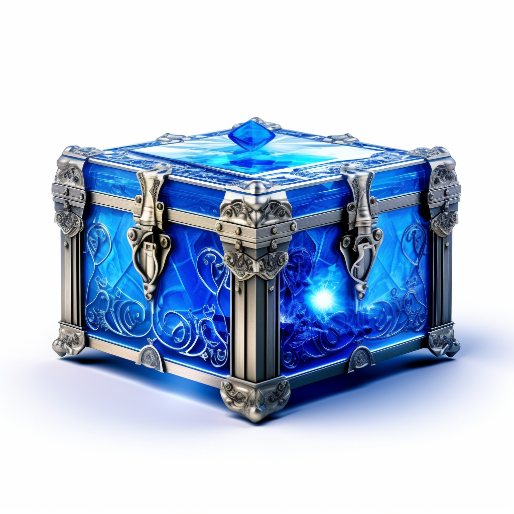 Blue magic box on white background