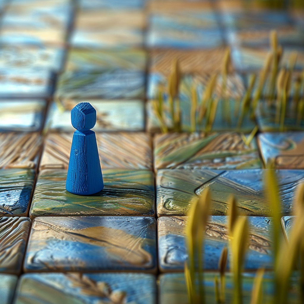 Blue Meeple on Medieval Game Tiles