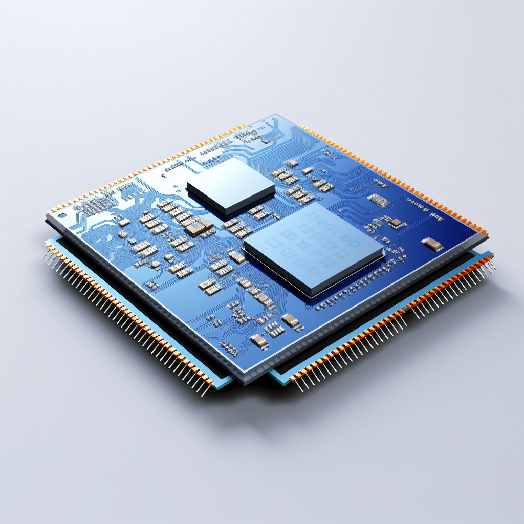 Blue Microchip CPU on Light Grey Background