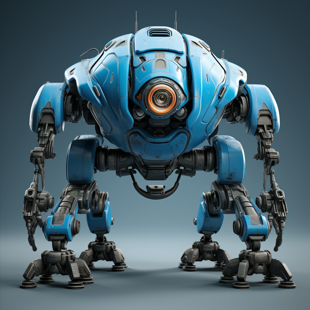 Blue futuristic war robot