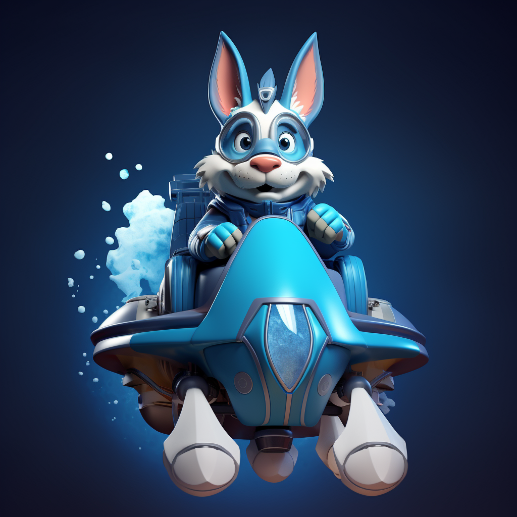 Blue Mule Mascot Launching Rocket