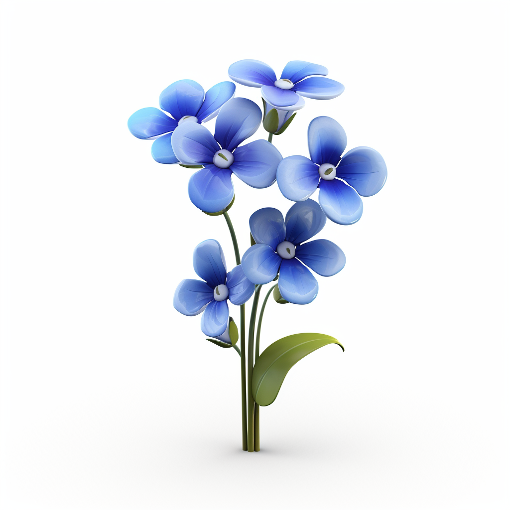 Blue nemesia flower in Pixar animation style