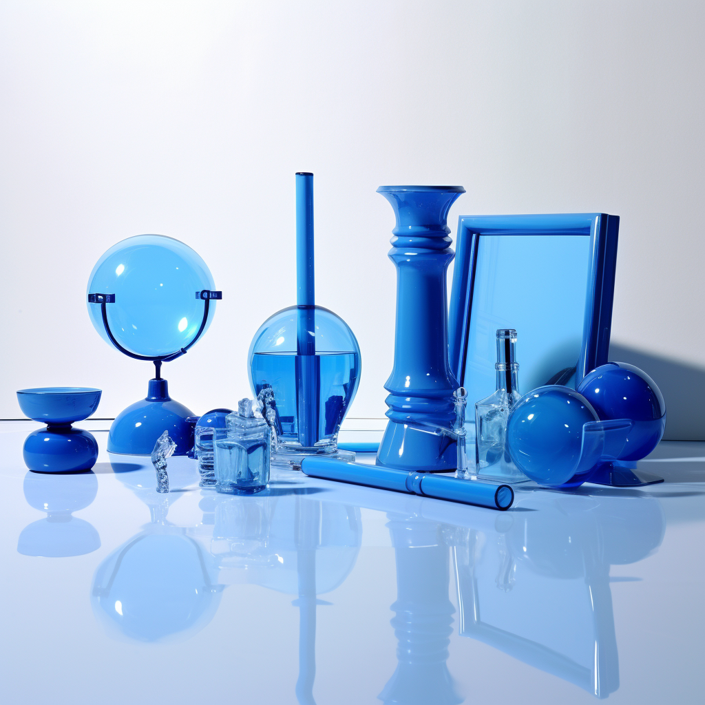 Blue Objects on White Table