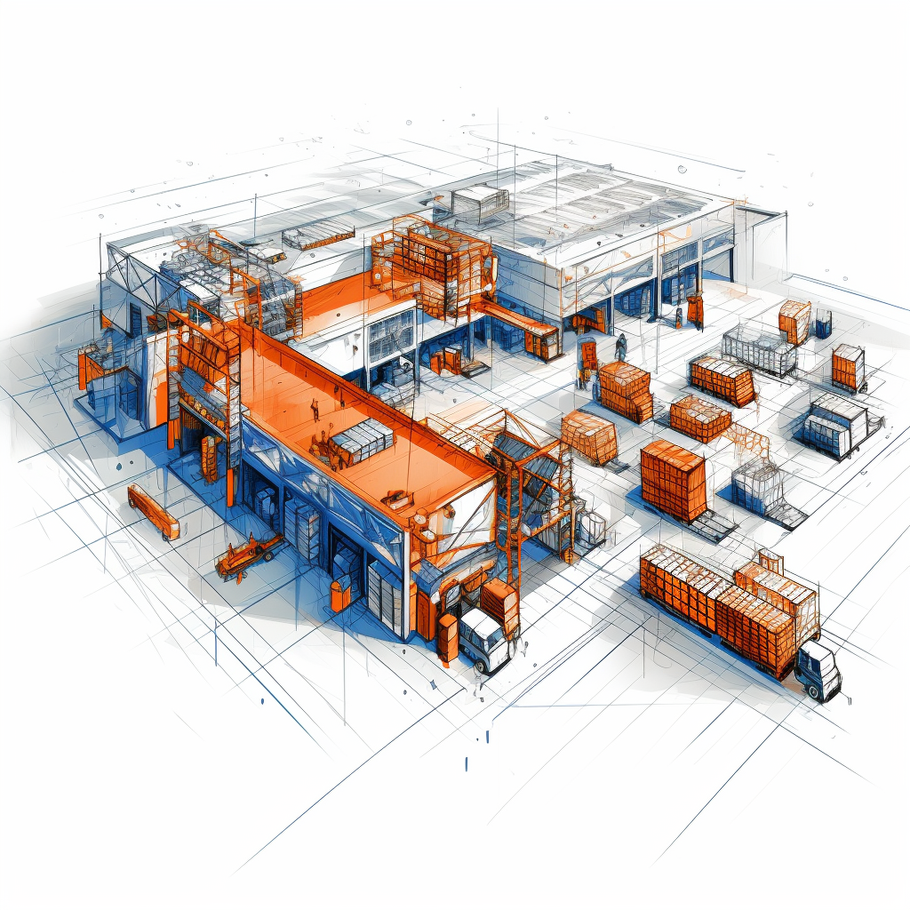 Distribution Center in blue and orange colors